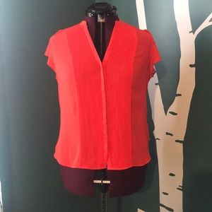 H&M cap sleeves v neck button up shirt